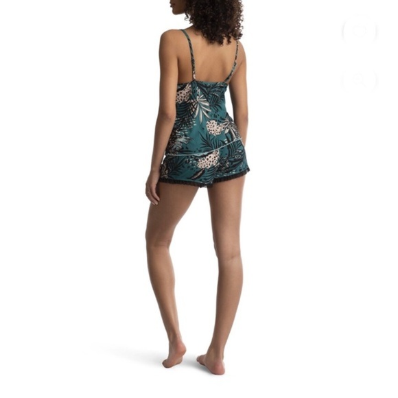 2piece Green floral lace trim camisole & shorts mesh pajama set size small new - Picture 5 of 6
